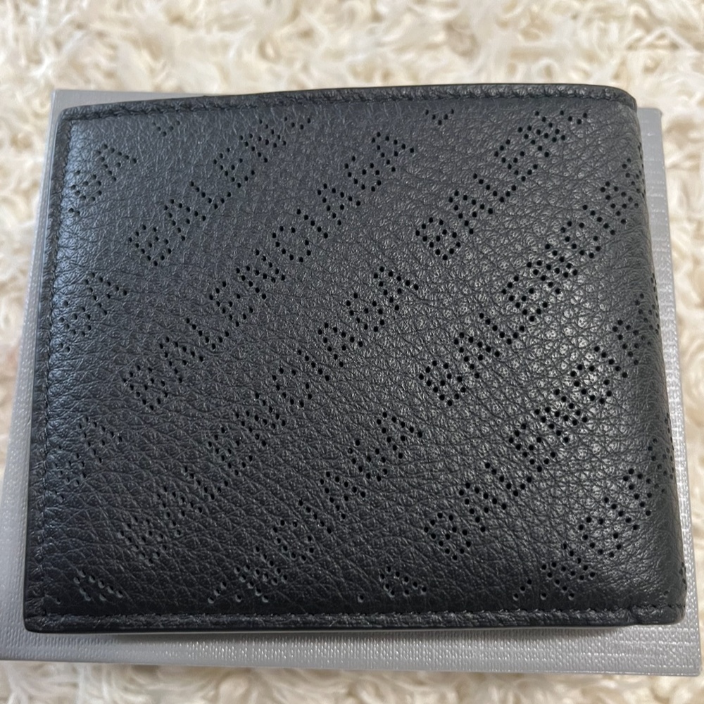 BALENCIAGA Perforated Logo Leather Bifold Wallet
